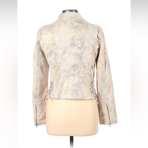 Freda faux snakeskin cream moto jacket, T3 or L - Picture 2 of 11